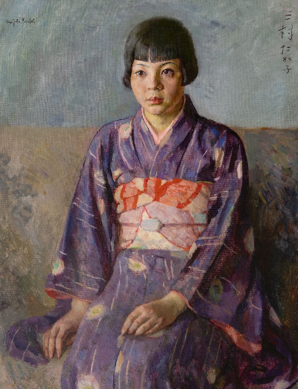 Otto  Herschel | Mädchen im japanischen Kimono, Öl auf Leinwand, 91,8 x 71,5 cm, Unterzeichnet o.l.