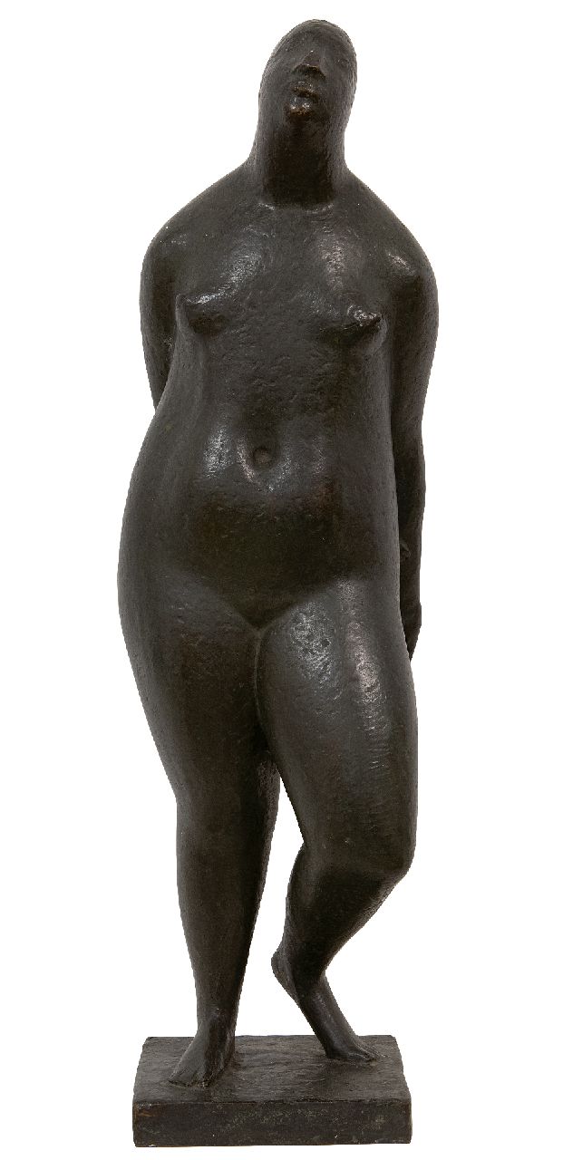Joop Hekman | Stehender Akt, Bronze, 56,4 x 14,5 cm, Unterzeichnet auf der Basis mit Monogramm und datiert '56