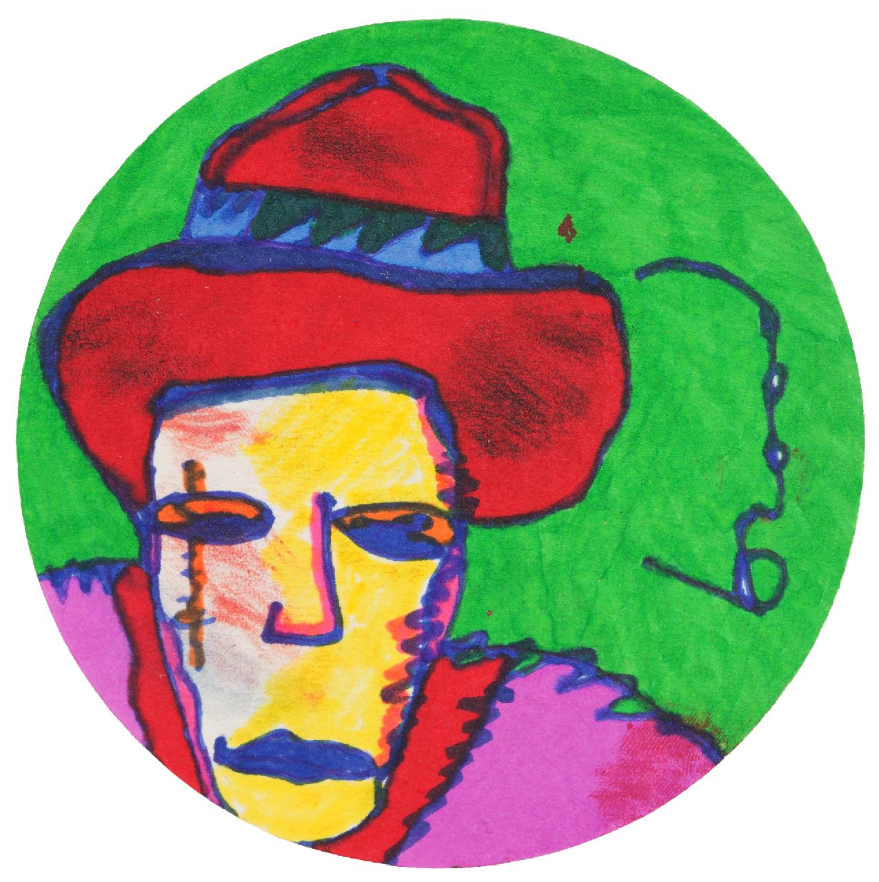 Brood H.  | Herman Brood |  zum Verkauf angeboten | Bierdeckel, acrylic on felt paper, Unterzeichnet r.m.