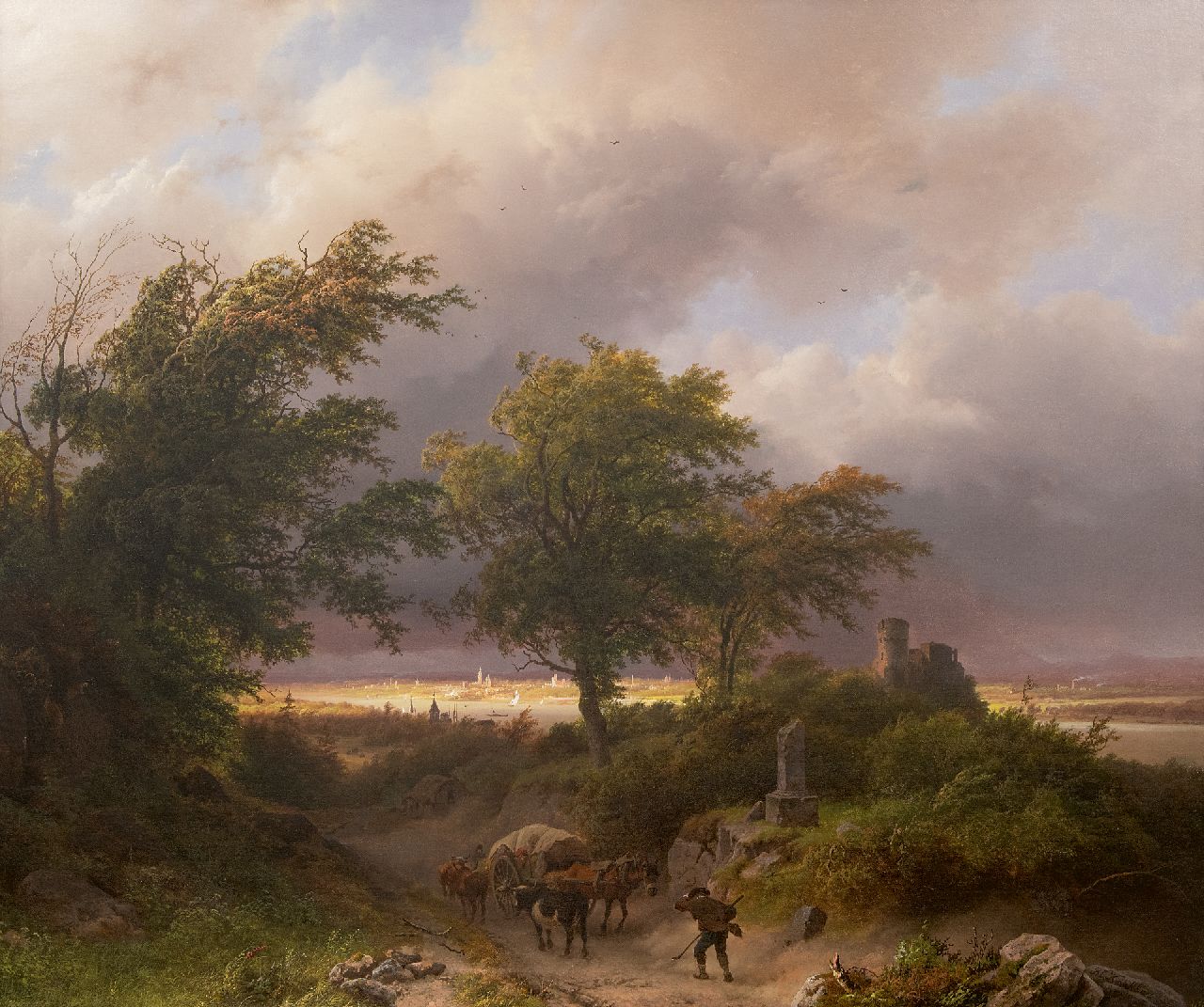 Koekkoek B.C.  | Barend Cornelis Koekkoek, Rheinlandschaft bei aufkommendem Sturm, Öl auf Leinwand 70,5 x 84,5 cm, Unterzeichnet u.r. und datiert 1847