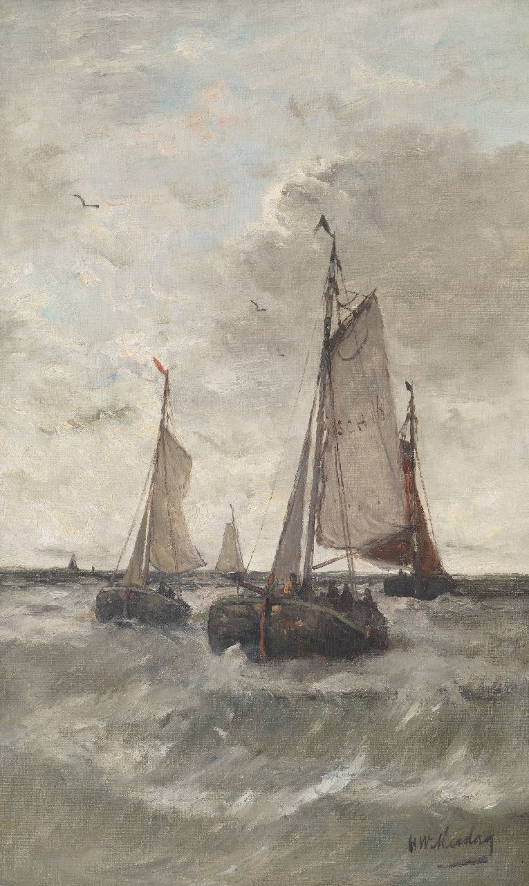 Mesdag H.W.  | Hendrik Willem Mesdag | Gemälde zum Verkauf angeboten | Rückkehr der Fischerboote, Scheveningen, Öl auf Leinwand 78,1 x 48,1 cm, Unterzeichnet u.r.