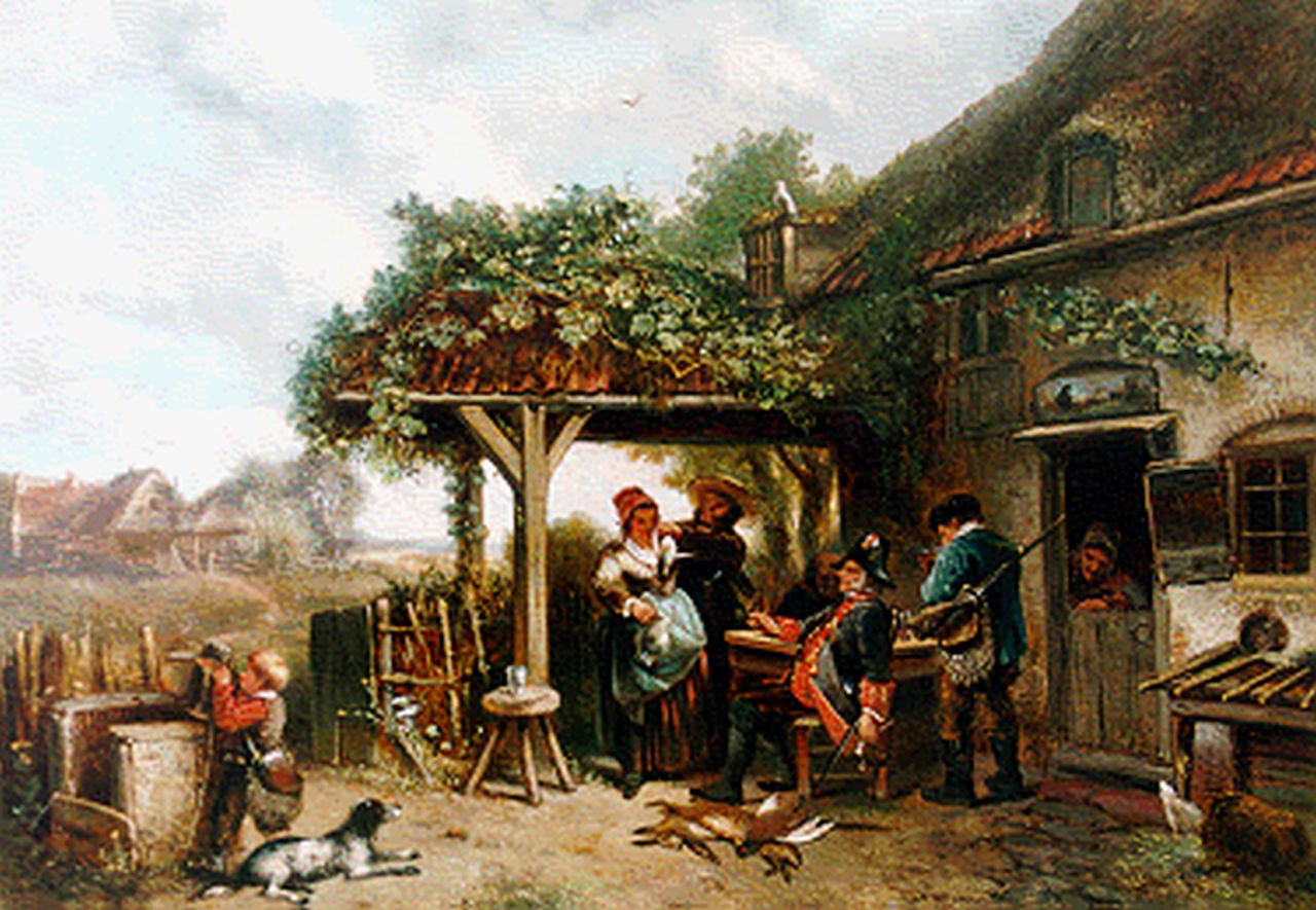 Kate J.M.H. ten | Johan 'Mari' Henri ten Kate, The tavern, Öl auf Holz 52,8 x 73,5 cm, signed l.l.
