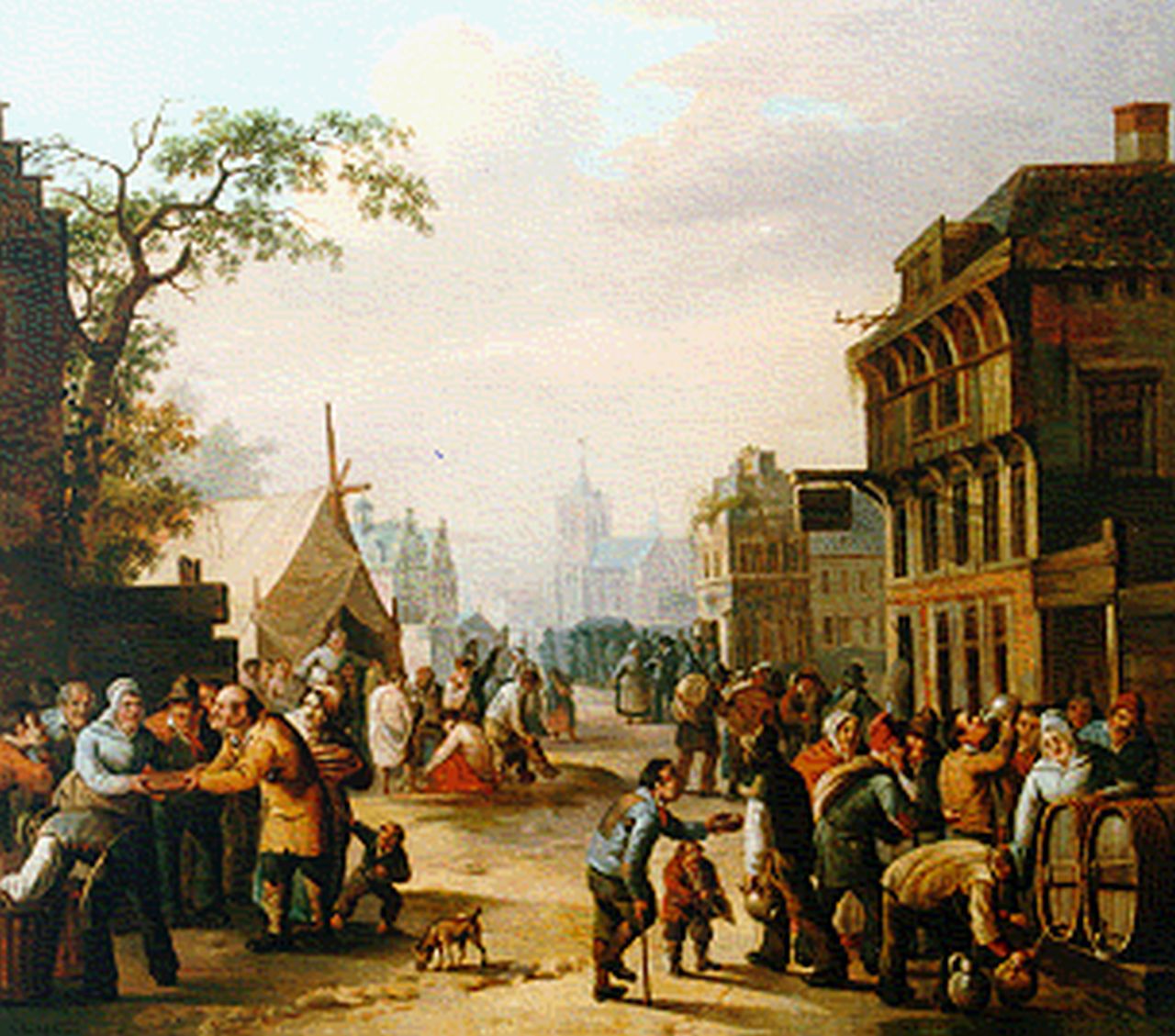Gerrit Schimmelpenninck Gzn | Daily activites in a Dutch town, Öl auf Leinwand, 47,0 x 53,0 cm, signed l.r.