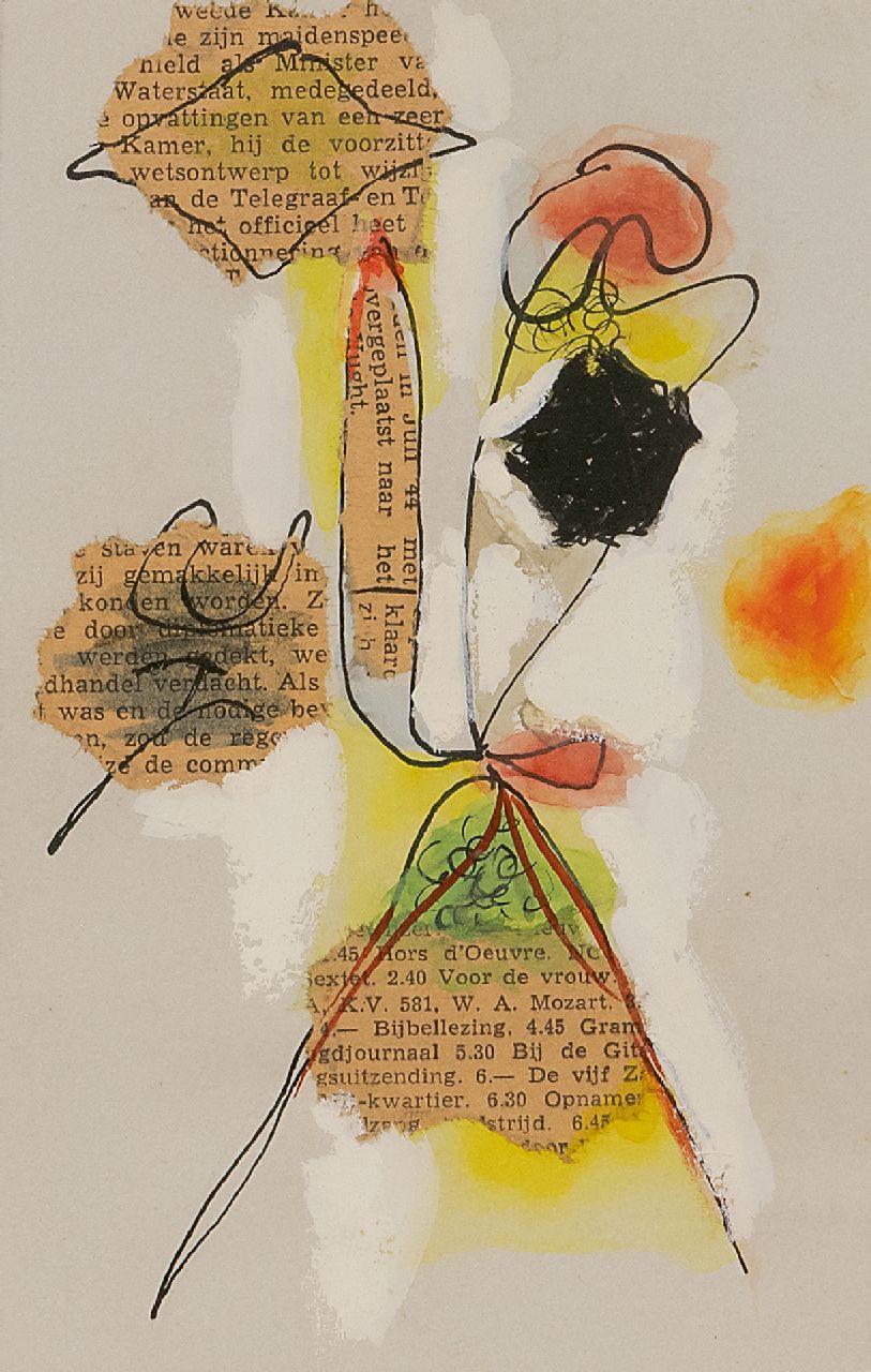 Ouborg P. | Pieter 'Piet' Ouborg | zum Verkauf angeboten | Collage, ink, watercolour, collage and gouache on paper 15,2 x 9,6 cm, zu datieren um 1947 Ouborg P. | Pieter 'Piet' Ouborg | zum Verkauf angeboten | Collage, ink, watercolour, collage and gouache on paper 15,2 x 9,6 cm, zu datieren um 1947