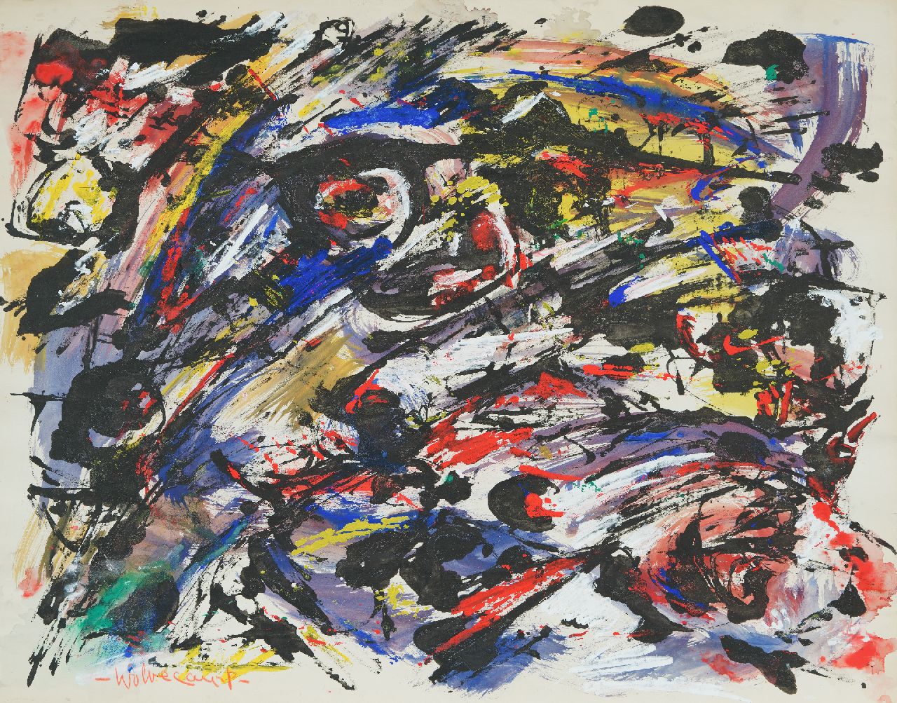 Wolvecamp Th.W.  | 'Theo' Wilhelm Wolvecamp | Aquarelle und Zeichnungen zum Verkauf angeboten | Ohne Titel, Tinte und Gouache auf Papier 50,0 x 65,0 cm, Unterzeichnet u.l. und datiert im Verso 1994