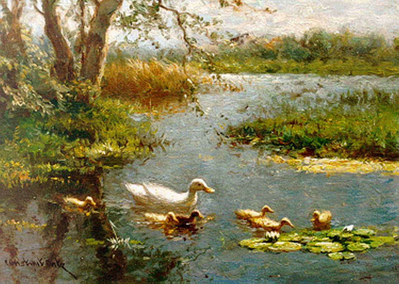 Artz C.D.L. | 'Constant' David Ludovic Artz | Gemälde zum Verkauf angeboten | Entenfamilie im Wasser, Öl auf Holz 18,2 x 24,1 cm, Unterzeichnet u.l. Artz C.D.L. | 'Constant' David Ludovic Artz | Gemälde zum Verkauf angeboten | Entenfamilie im Wasser, Öl auf Holz 18,2 x 24,1 cm, Unterzeichnet u.l.