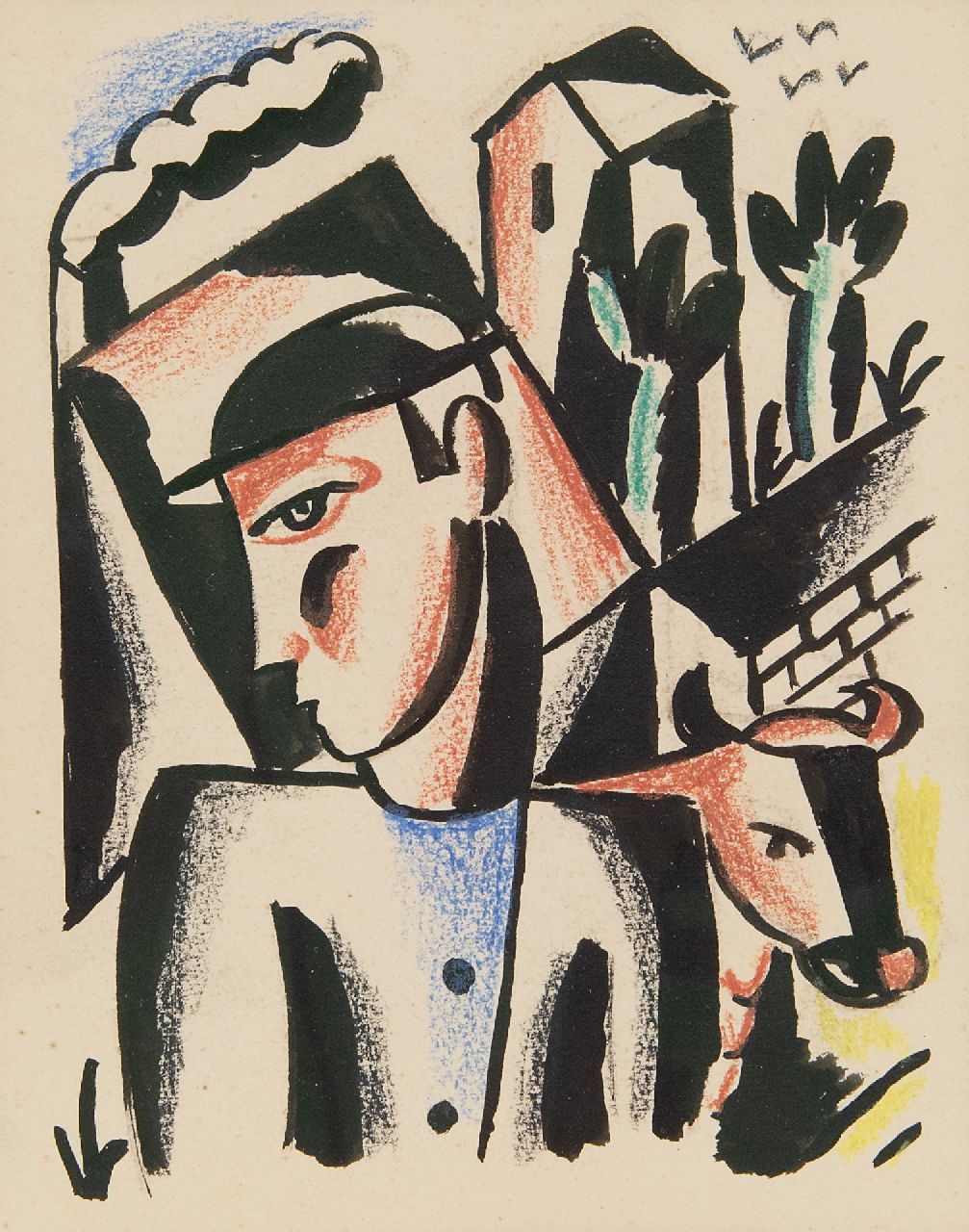 Hynckes R. | Raoul Hynckes | Aquarelle und Zeichnungen zum Verkauf angeboten | Bauer mit Kuh, Tinte und Kreide auf Papier 15,3 x 12,3 cm Hynckes R. | Raoul Hynckes | Aquarelle und Zeichnungen zum Verkauf angeboten | Bauer mit Kuh, Tinte und Kreide auf Papier 15,3 x 12,3 cm