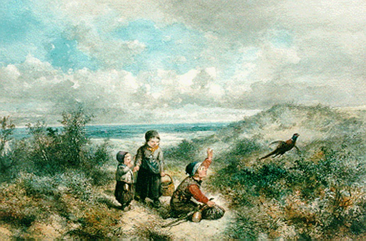 Kate J.M.H. ten | Johan 'Mari' Henri ten Kate, Children playing in the dunes, Aquarell auf Papier 34,5 x 50,0 cm, signed l.r.