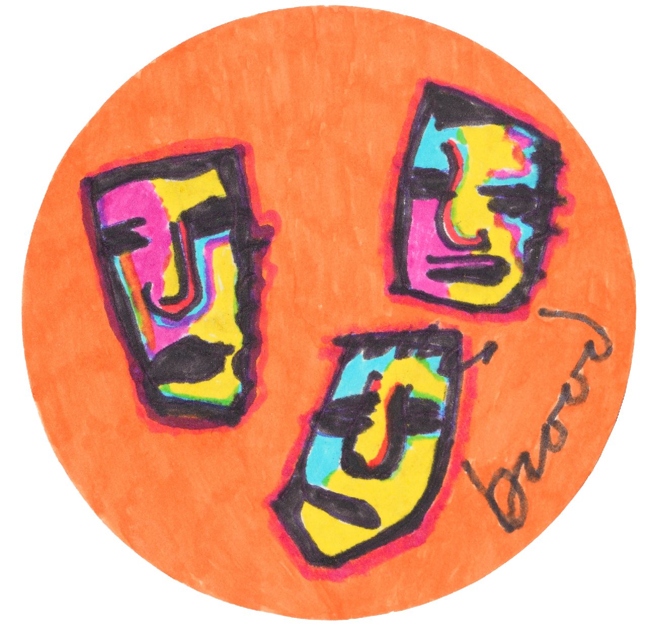 Brood H.  | Herman Brood |  zum Verkauf angeboten | Bierdeckel, Unterzeichnet u.r.