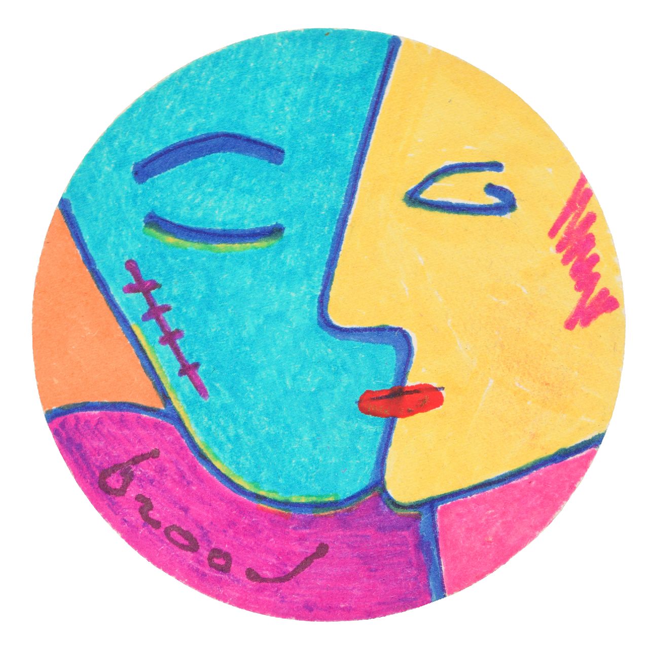 Brood H.  | Herman Brood |  zum Verkauf angeboten | Bierdeckel, Unterzeichnet u.l.