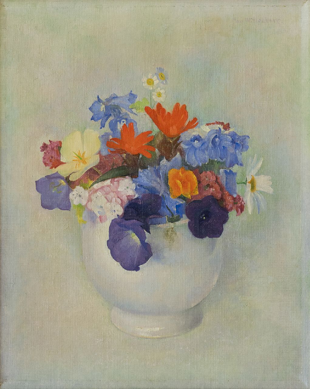 Wittenberg J.H.W.  | 'Jan' Hendrik Willem Wittenberg | Gemälde zum Verkauf angeboten | Blumenstilleben, Öl auf Leinwand 29,8 x 24,0 cm, Unterzeichnet o.r. und zu datieren um 1940