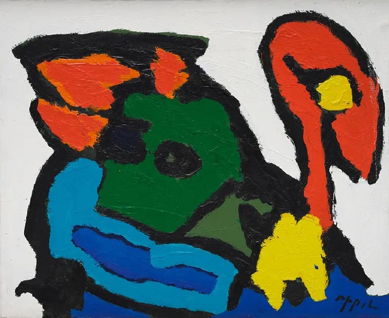 Appel C.K.  | Christiaan 'Karel' Appel | Gemälde zum Verkauf angeboten | x, Acryl auf Papier auf Leinwand 69,0 x 85,0 cm, Unterzeichnet u.r.