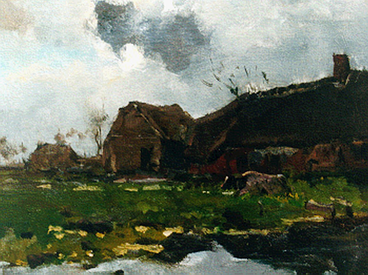 Verster van Wulverhorst (Floris Verster) F.H.  | Floris Hendrik Verster van Wulverhorst (Floris Verster), A farmyard, Öl auf Leinwand 29,9 x 41,2 cm
