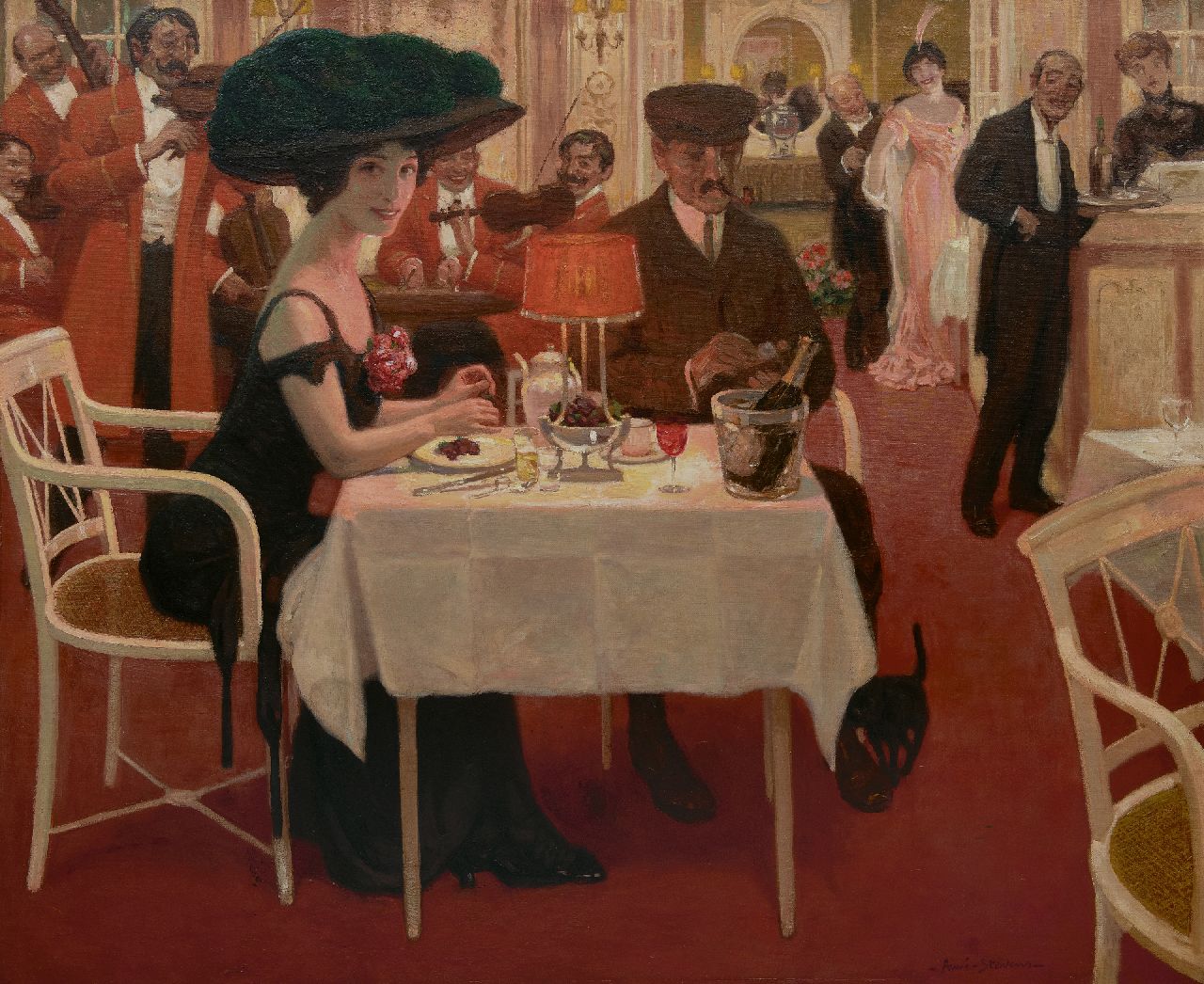 Stevens A. | Aimé Stevens | Gemälde zum Verkauf angeboten | Ein teurer Abend aus, Öl auf Leinwand 100,1 x 121,0 cm, Unterzeichnet u.r. Stevens A. | Aimé Stevens | Gemälde zum Verkauf angeboten | Ein teurer Abend aus, Öl auf Leinwand 100,1 x 121,0 cm, Unterzeichnet u.r.