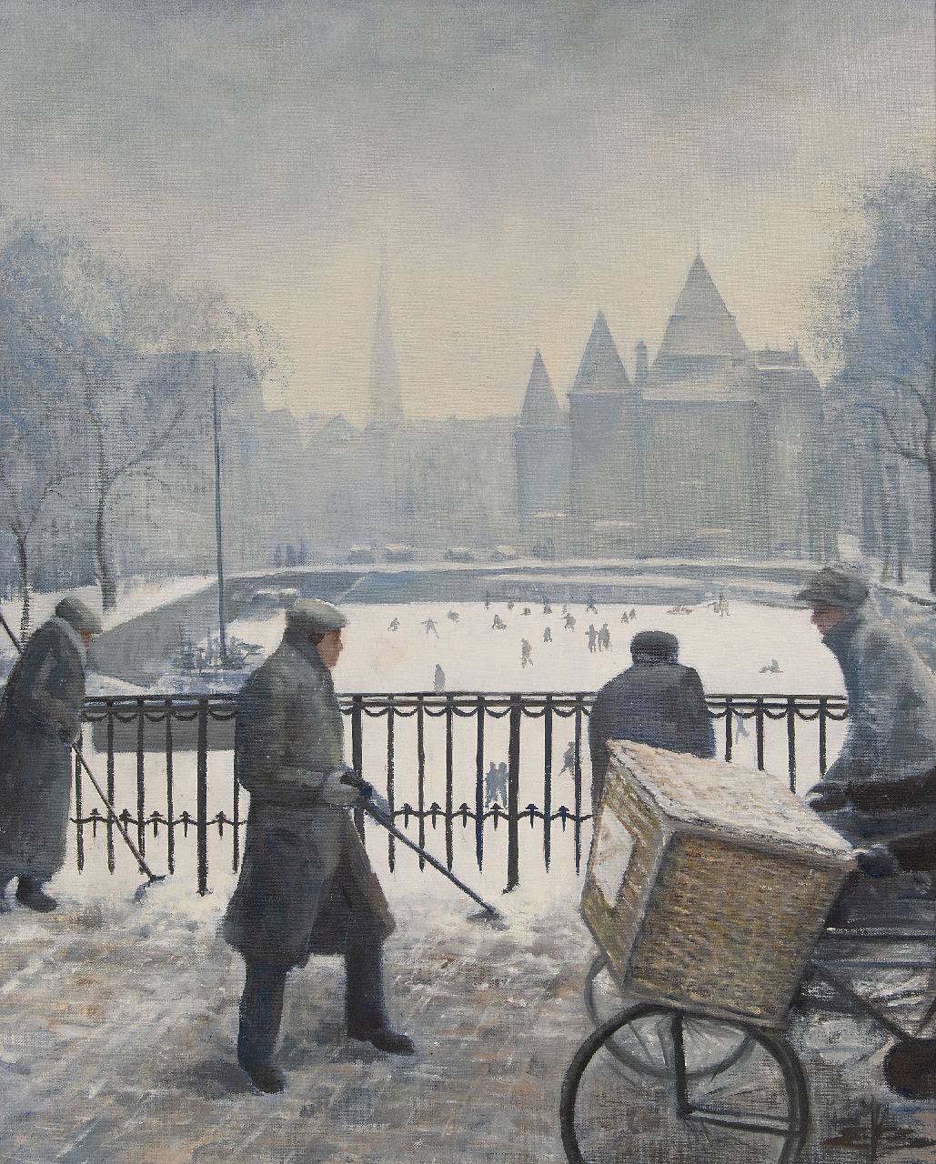 Verbiest-Boers E. | Eveline Verbiest-Boers | Gemälde zum Verkauf angeboten | Schnee auf dem OZ Voorburgwal und der Waag in Amsterdam, Öl auf Leinwand Malereifaser 60,0 x 48,2 cm, Unterzeichnet u.r. mit Monogramm Verbiest-Boers E. | Eveline Verbiest-Boers | Gemälde zum Verkauf angeboten | Schnee auf dem OZ Voorburgwal und der Waag in Amsterdam, Öl auf Leinwand Malereifaser 60,0 x 48,2 cm, Unterzeichnet u.r. mit Monogramm