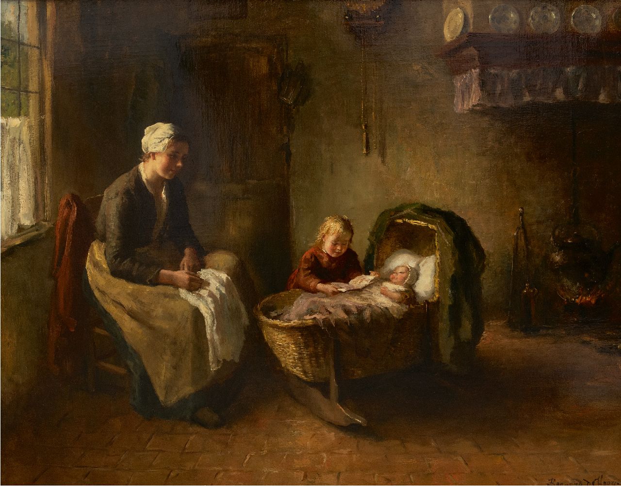 Hoog J.B. de | Johan 'Bernard' de Hoog | Gemälde zum Verkauf angeboten | Vorlesen, Öl auf Leinwand 80,2 x 100,7 cm, Unterzeichnet u.r.