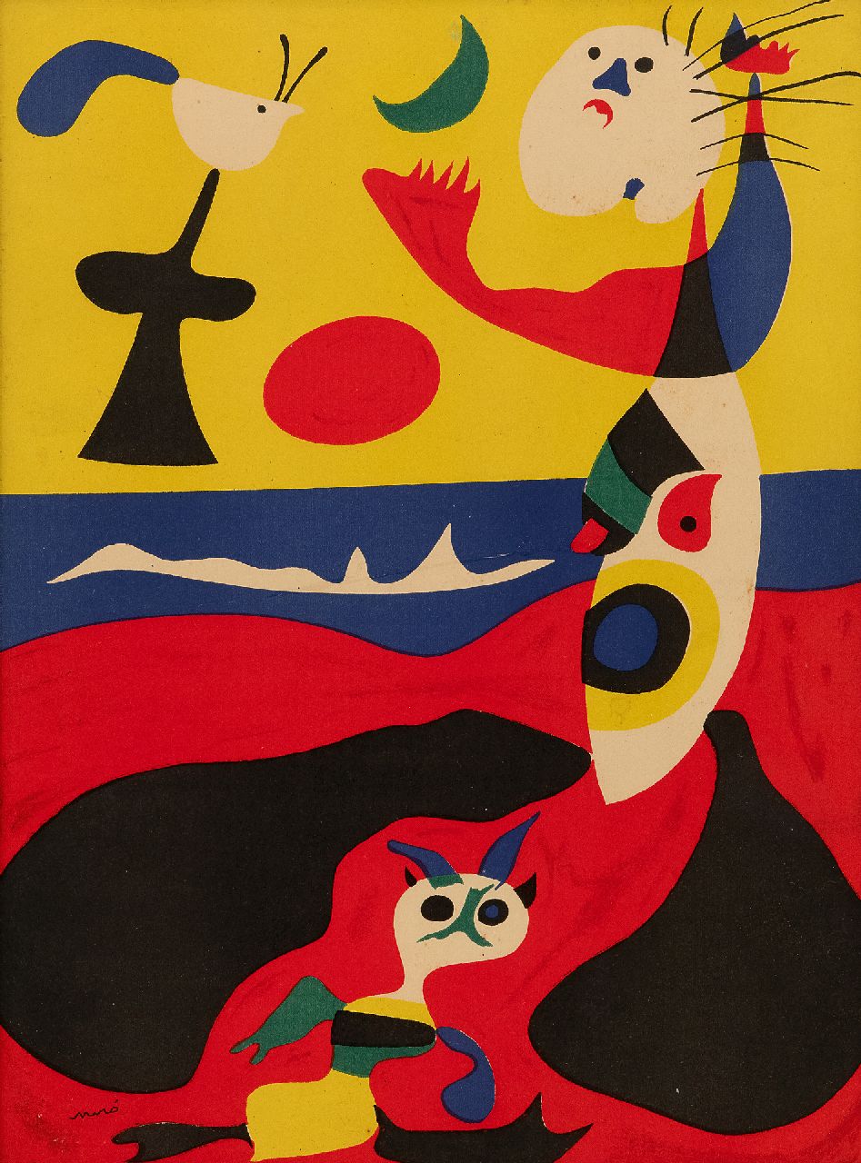 Miró (Joan Miró i Ferrà) J. | Joan Miró (Joan Miró i Ferrà) | zum Verkauf angeboten | L'été (Illustration aus der französischen Zeitschrift Verve, 3, 1938), stencil on paper 35,6 x 26,2 cm, Unterzeichnet u.l. (im Stein) und datiert im Verso 'Mars' 1938 Miró (Joan Miró i Ferrà) J. | Joan Miró (Joan Miró i Ferrà) | zum Verkauf angeboten | L'été (Illustration aus der französischen Zeitschrift Verve, 3, 1938), stencil on paper 35,6 x 26,2 cm, Unterzeichnet u.l. (im Stein) und datiert im Verso 'Mars' 1938