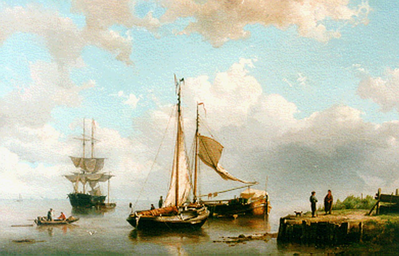 Dommelshuizen C.C.  | Cornelis Christiaan Dommelshuizen, Anchored shipping, Öl auf Leinwand 41,5 x 61,5 cm, signed l.r. und dated 1859