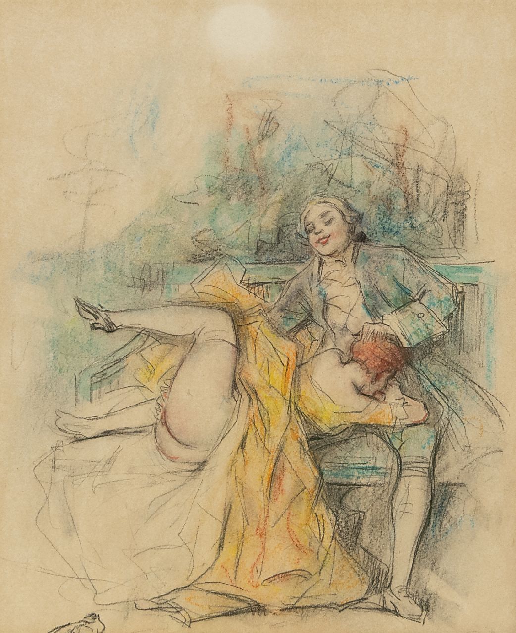 Poulton T.L. | Thomas Leycester 'Tom' Poulton, Société de secours mutuel / Gegenseitige Unterstützung, Farbbleistift auf Papier 21,5 x 18,0 cm Poulton T.L. | Thomas Leycester 'Tom' Poulton, Société de secours mutuel / Gegenseitige Unterstützung, Farbbleistift auf Papier 21,5 x 18,0 cm