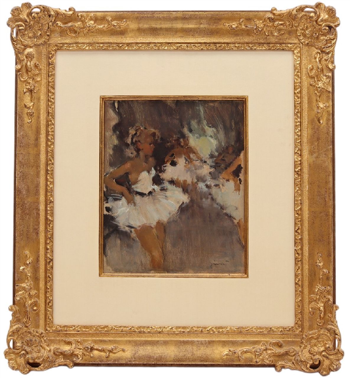 Grisot P.  | Pierre Grisot | Gemälde zum Verkauf angeboten | Ballerinas, Öl auf Holzfaser 26,9 x 22,0 cm, Unterzeichnet u.r.
