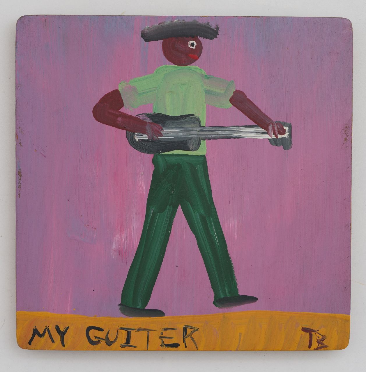 Brown T.  | Timothy 'Tim' Brown | Gemälde zum Verkauf angeboten | My guiter (Meine Gitarre, Öl auf Holz 40,6 x 40,7 cm, Unterzeichnet u.r. und im Verso mit Monogramm