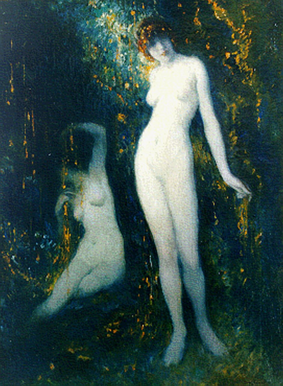 Mora F.L.  | Francis Luis Mora, Two nudes, Öl auf Leinwand 60,9 x 45,8 cm, signed l.r.