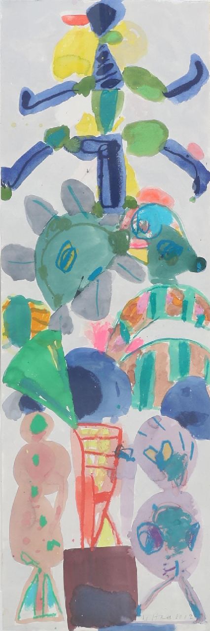 Haan J. de | Jurjen de Haan | Aquarelle und Zeichnungen zum Verkauf angeboten | x, Gouache auf Papier 120,0 x 40,0 cm, Unterzeichnet u.r. und datiert 2002