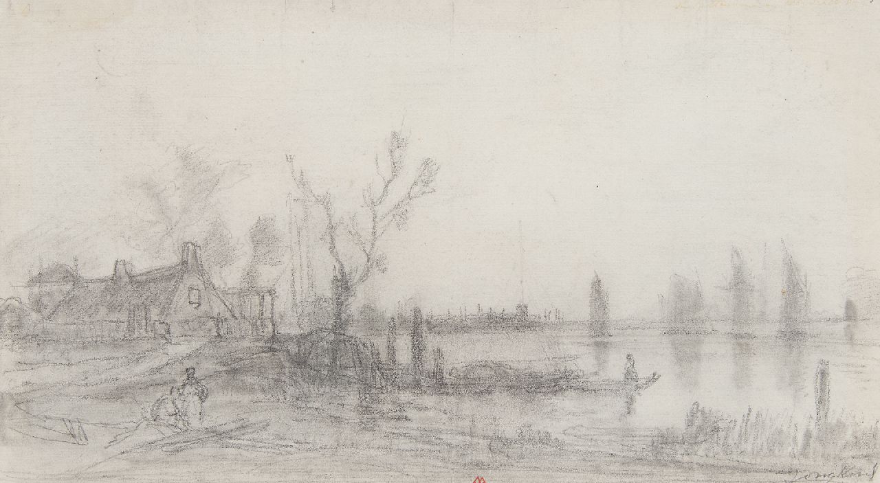 Jongkind J.B. | Johan Barthold Jongkind, Einer Fluss; im Verso: Ein Dorf, Bleistift auf Papier 17,5 x 30,5 cm, Unterzeichnet u.r. Jongkind J.B. | Johan Barthold Jongkind, Einer Fluss; im Verso: Ein Dorf, Bleistift auf Papier 17,5 x 30,5 cm, Unterzeichnet u.r.