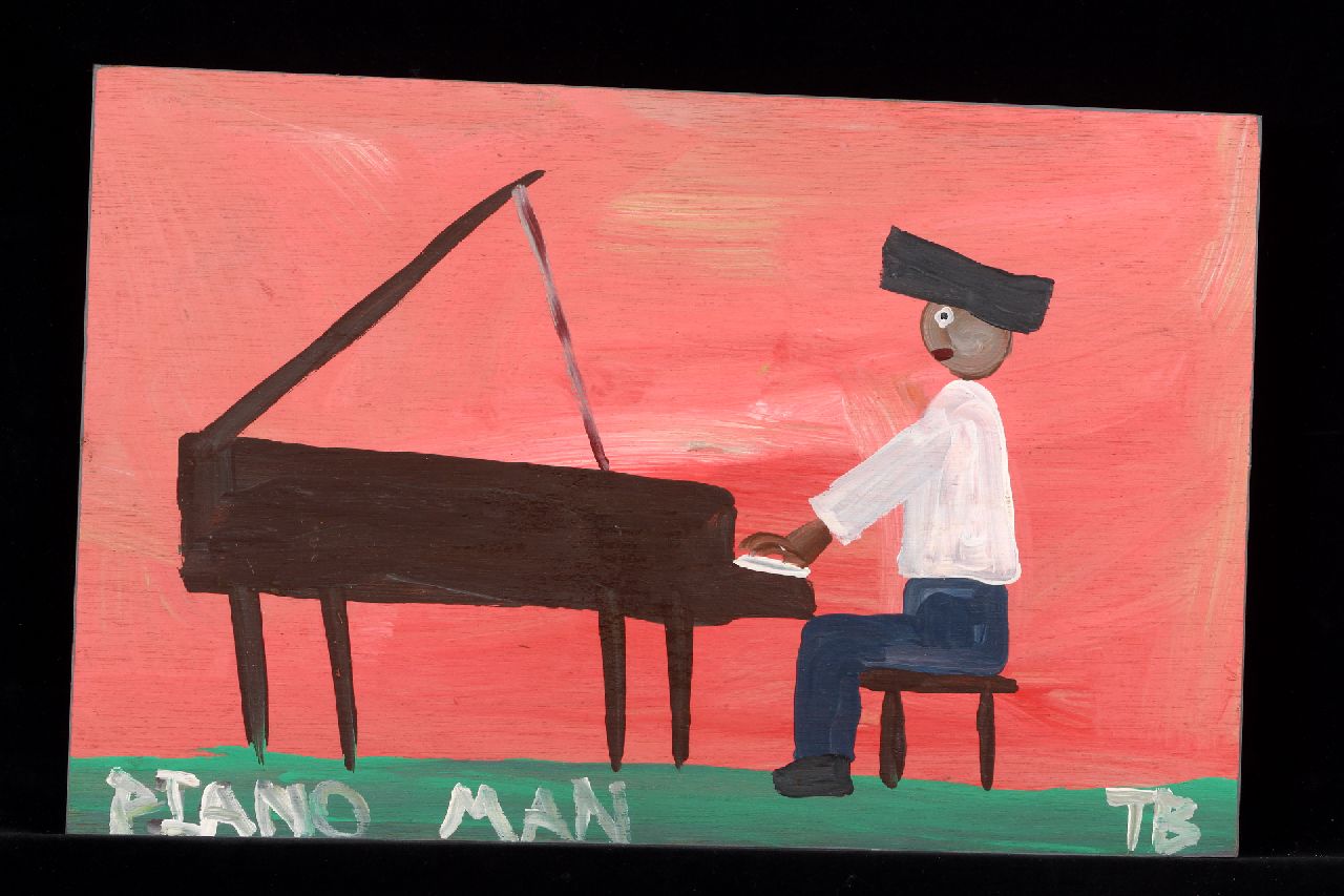 Brown T. | Timothy 'Tim' Brown, Piano man, Acryl auf Holz 32,0 x 49,0 cm, Unterzeichnet u.r. mit Initialen und ca 1995 Brown T. | Timothy 'Tim' Brown, Piano man, Acryl auf Holz 32,0 x 49,0 cm, Unterzeichnet u.r. mit Initialen und ca 1995