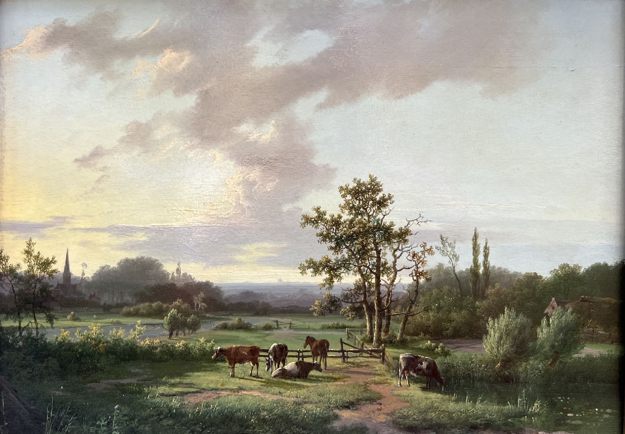 Koekkoek I M.A. | Marinus Adrianus Koekkoek I | Gemälde zum Verkauf angeboten | Weite Sommerlandschaft mit Vieh, Öl auf Holz 25,3 x 34,6 cm Koekkoek I M.A. | Marinus Adrianus Koekkoek I | Gemälde zum Verkauf angeboten | Weite Sommerlandschaft mit Vieh, Öl auf Holz 25,3 x 34,6 cm