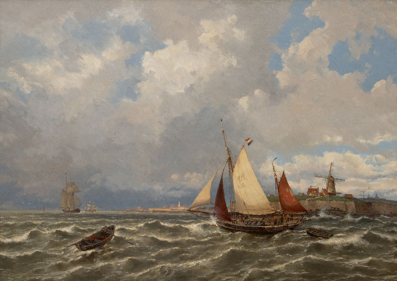 Koekkoek G.J. | Gerardus Johannes 'Gerard' Koekkoek | Gemälde zum Verkauf angeboten | Op de Schelde voor Vlissingen 47 Segelschiffe auf der Westerschelde vor Vlissingen 47 Schifffahrt auf der Westerschelde vor Vlissingen, Öl auf Leinwand 84,4 x 114,8 cm, Unterzeichnet u.L. Koekkoek G.J. | Gerardus Johannes 'Gerard' Koekkoek | Gemälde zum Verkauf angeboten | Op de Schelde voor Vlissingen 47 Segelschiffe auf der Westerschelde vor Vlissingen 47 Schifffahrt auf der Westerschelde vor Vlissingen, Öl auf Leinwand 84,4 x 114,8 cm, Unterzeichnet u.L.