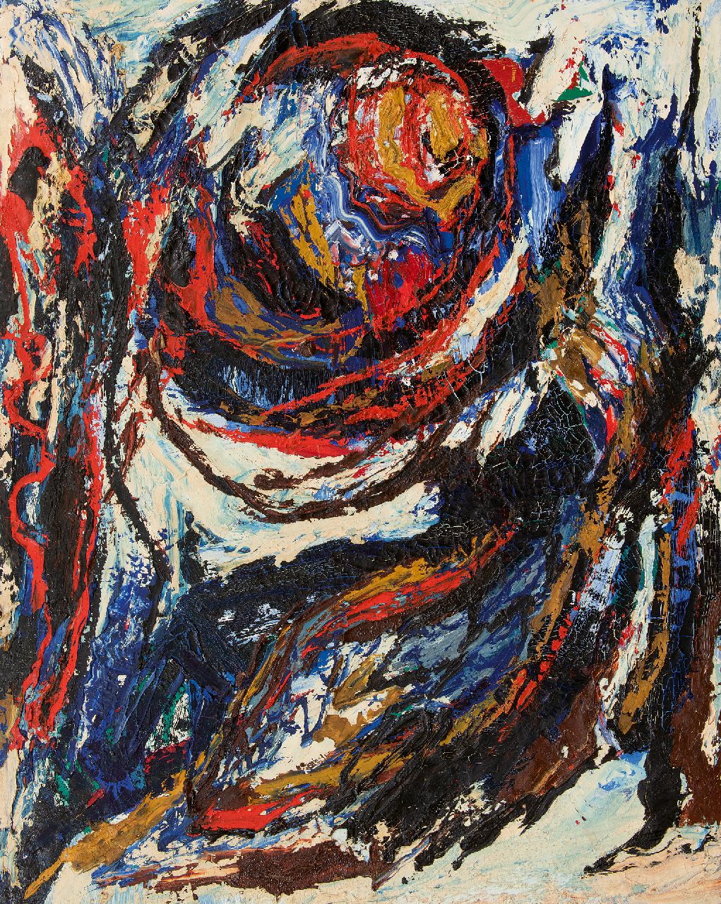 Hunziker F. | Frieda Hunziker | Gemälde zum Verkauf angeboten | Wirbel, Öl auf Leinwand 125,2 x 100,4 cm, Unterzeichnet auf Keilrahmen (zweimal) und zu datieren 1963 Hunziker F. | Frieda Hunziker | Gemälde zum Verkauf angeboten | Wirbel, Öl auf Leinwand 125,2 x 100,4 cm, Unterzeichnet auf Keilrahmen (zweimal) und zu datieren 1963