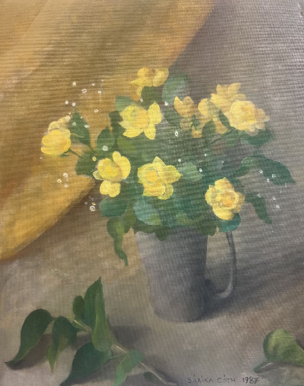 Góth C.  | Charlotte 'Sarika' Góth | Gemälde zum Verkauf angeboten | Vase mit gelben Rosen, Öl auf Leinwand 50,0 x 40,0 cm, Unterzeichnet u.R. und datiert 1987