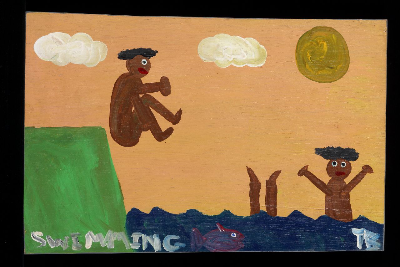 Brown T.  | Timothy 'Tim' Brown, Swimming, Acryl auf Holz 29,2 x 43,5 cm, Unterzeichnet u.r. mit Initialen und ca 1995