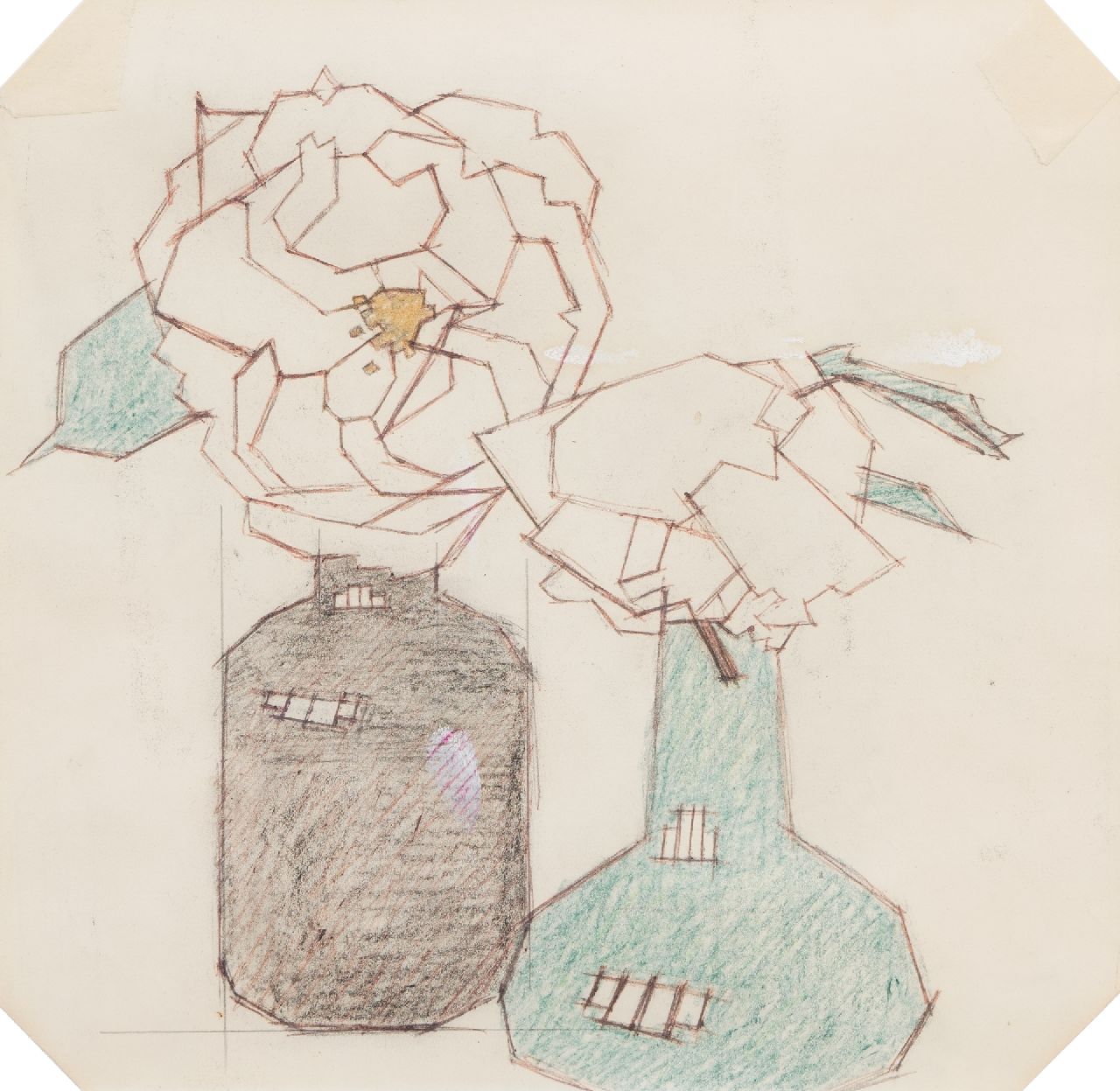 Valk H.J. | 'Hendrik' Jacobus Valk | Aquarelle und Zeichnungen zum Verkauf angeboten | x, Farbbleistift auf Papier 22,5 x 23,0 cm Valk H.J. | 'Hendrik' Jacobus Valk | Aquarelle und Zeichnungen zum Verkauf angeboten | x, Farbbleistift auf Papier 22,5 x 23,0 cm