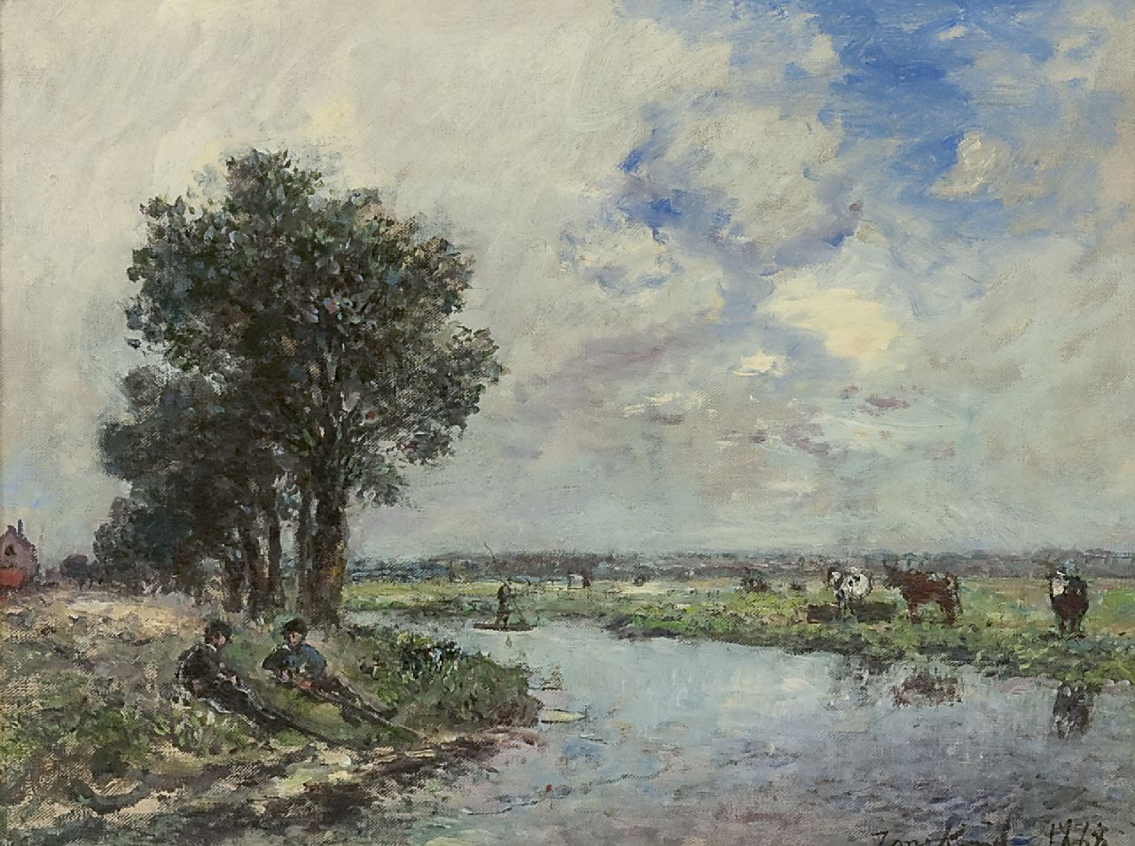 Jongkind J.B.  | Johan Barthold Jongkind | Gemälde zum Verkauf angeboten | In der Nähe des Flusses, wahrscheinlich des Dinkel bei Lattrop, Öl auf Leinwand 24,6 x 32,5 cm, Unterzeichnet r.u. und datiert 1868
