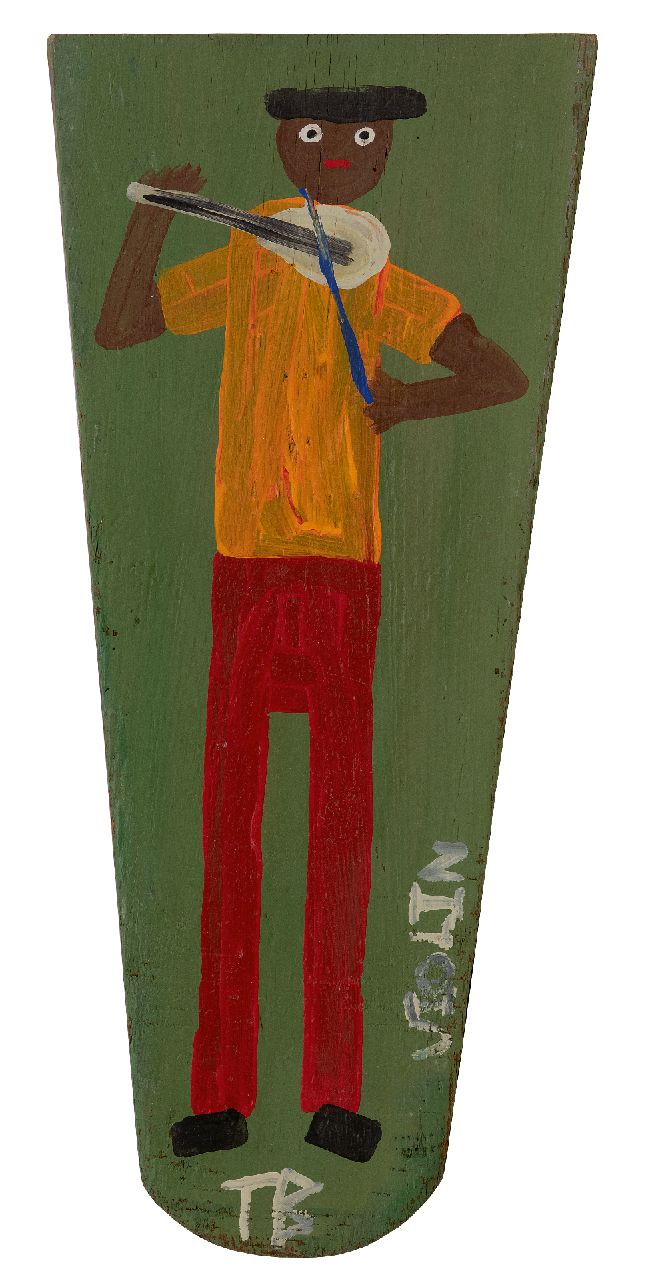 Brown T.  | Timothy 'Tim' Brown, Geige spielen, Öl auf Holz 56,0 x 24,8 cm, Unterzeichnet u.m. und im Verso mit Monogramm und ca 1970