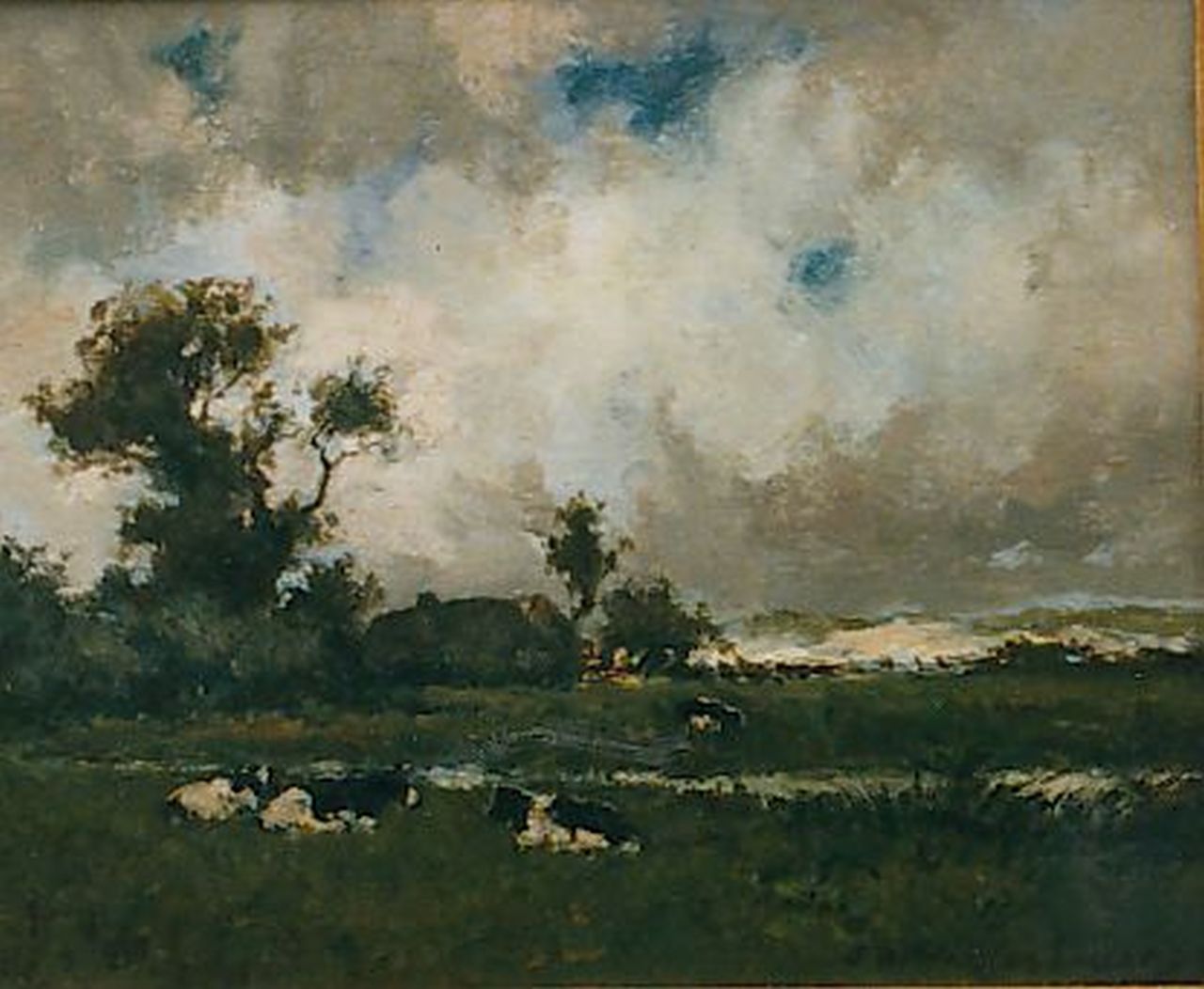 Weissenbruch H.J.  | Hendrik Johannes 'J.H.' Weissenbruch, Cows in a landscape, Öl auf Holz 17,3 x 22,0 cm, signed l.r.