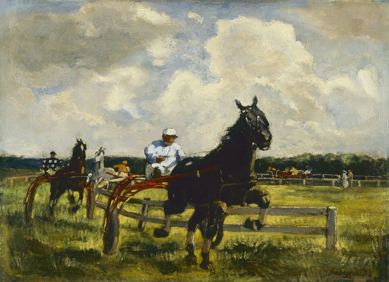 Langeveld F.A.  | Franciscus Arnoldus 'Frans' Langeveld, Harness racing, Öl auf Leinwand 36,9 x 51,2 cm, signed l.r.