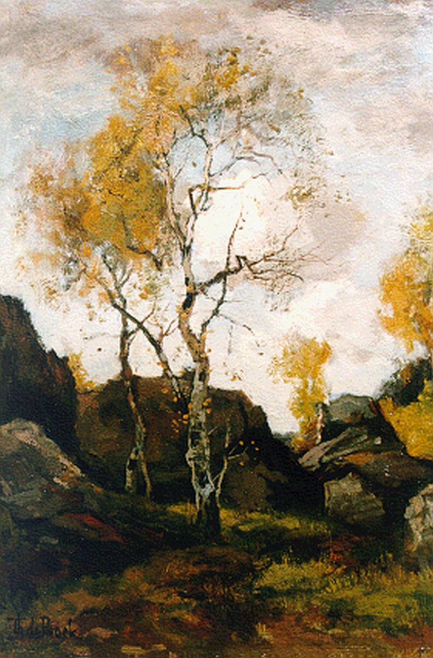 Bock T.E.A. de | Théophile Emile Achille de Bock, Autumn, Barbizon, Öl auf Holz 41,5 x 30,5 cm, signed l.l.