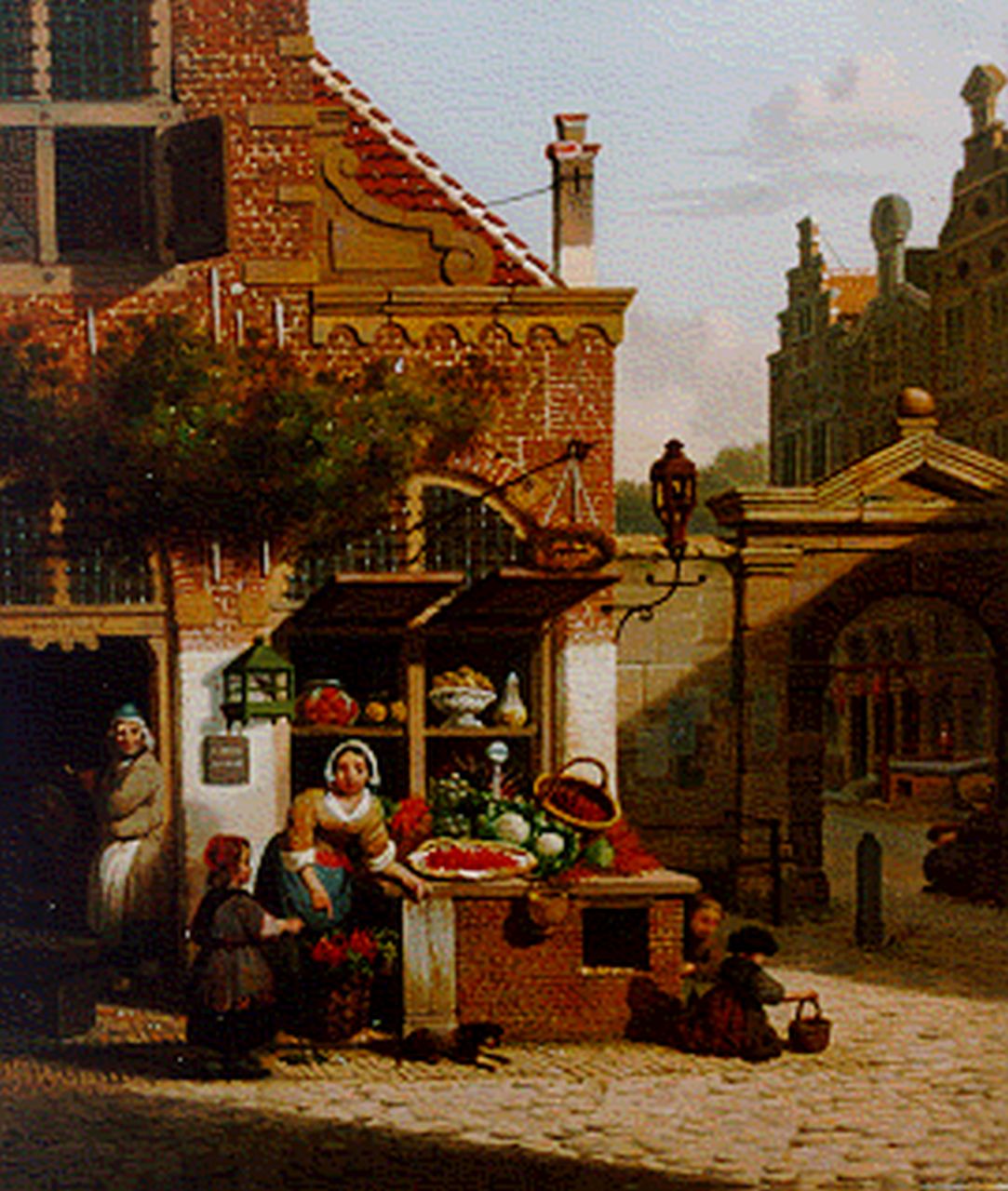Verheijen J.H.  | Jan Hendrik Verheijen, Townscape, Öl auf Holz 20,6 x 17,8 cm, signed on the doorpost