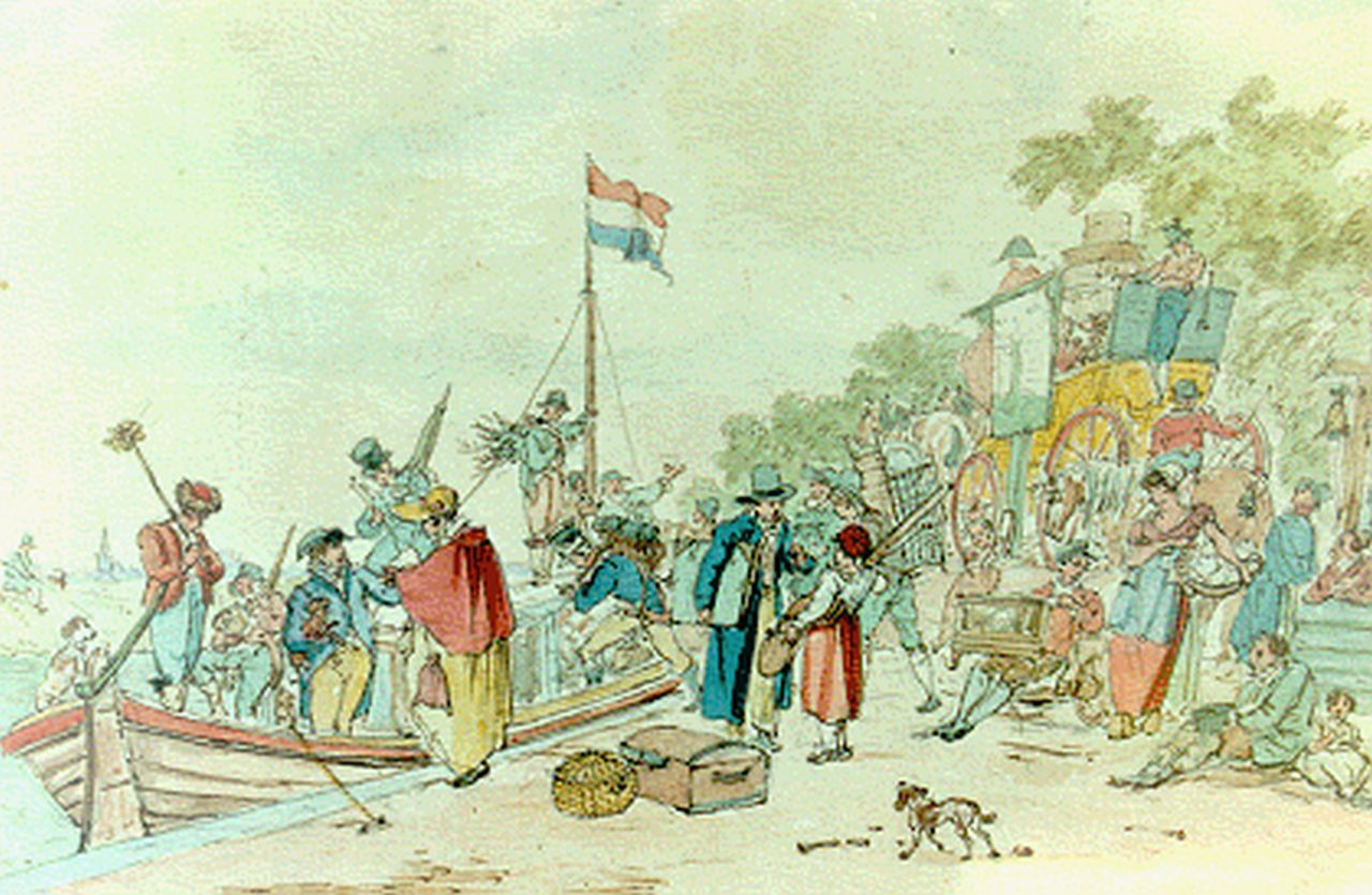 Barbiers Bzn P.  | Pieter Barbiers Bzn, The arrival, Aquarell auf Papier 17,5 x 27,5 cm, signed on the reverse und datiert 1832