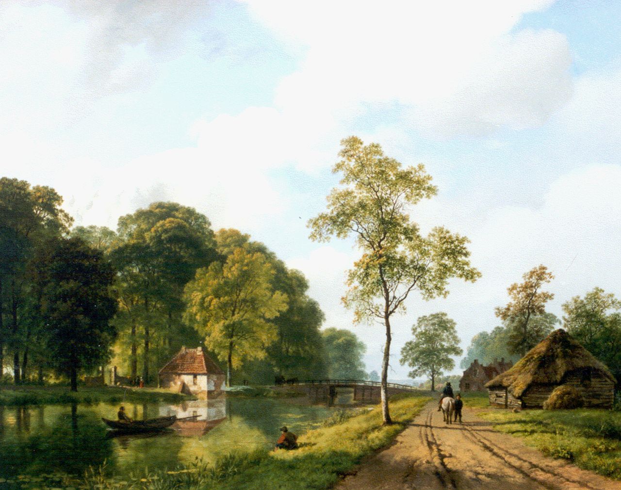 Koekkoek B.C.  | Barend Cornelis Koekkoek, Travellers along a waterway, Utrecht, Öl auf Leinwand 44,6 x 55,0 cm, Unterzeichnet r.u. und datiert 1839