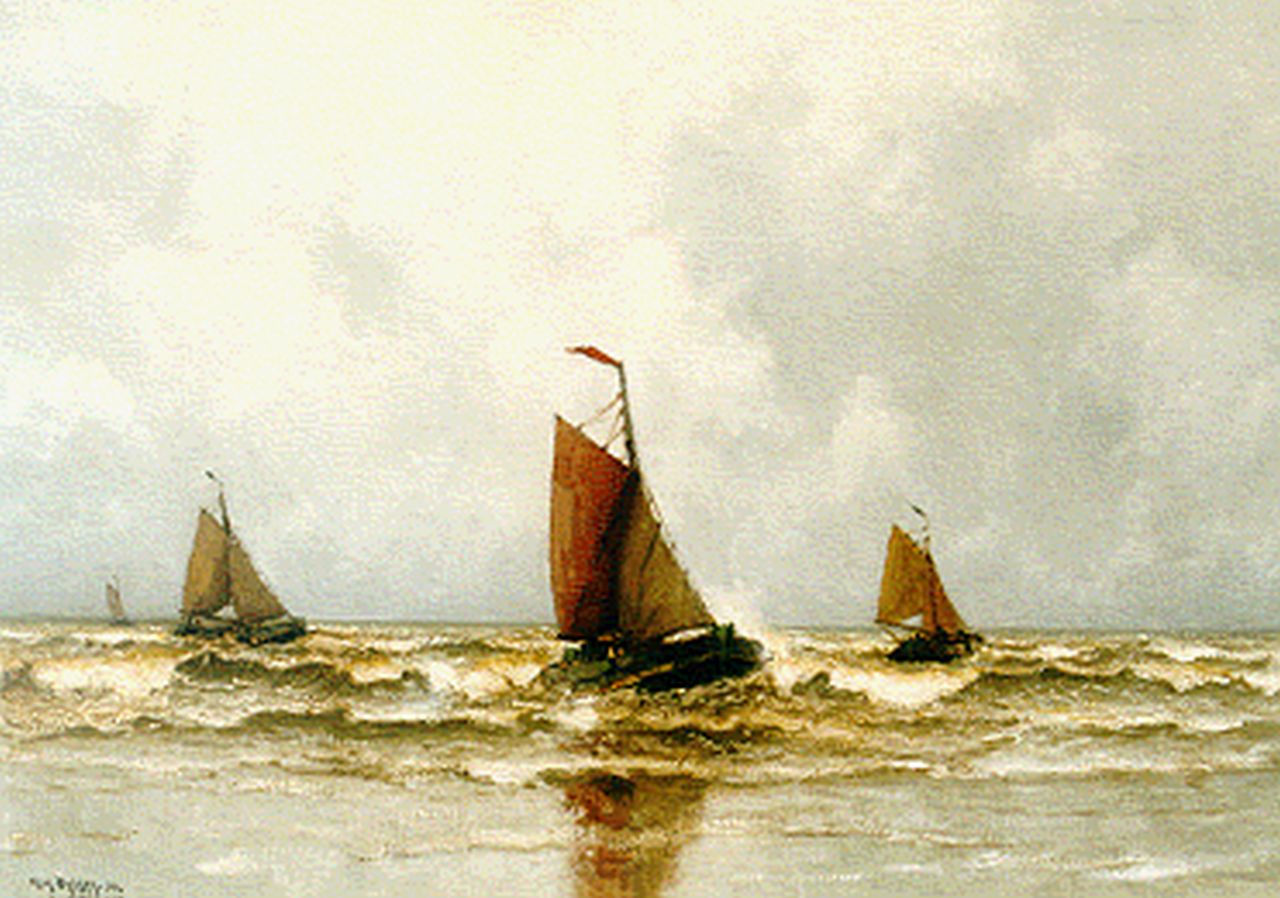 Dekker H.N.  | Henricus Nicolaas 'Henk' Dekker, Shipping in the surf, Öl auf Leinwand 50,0 x 70,0 cm, signed l.l. und dated '34