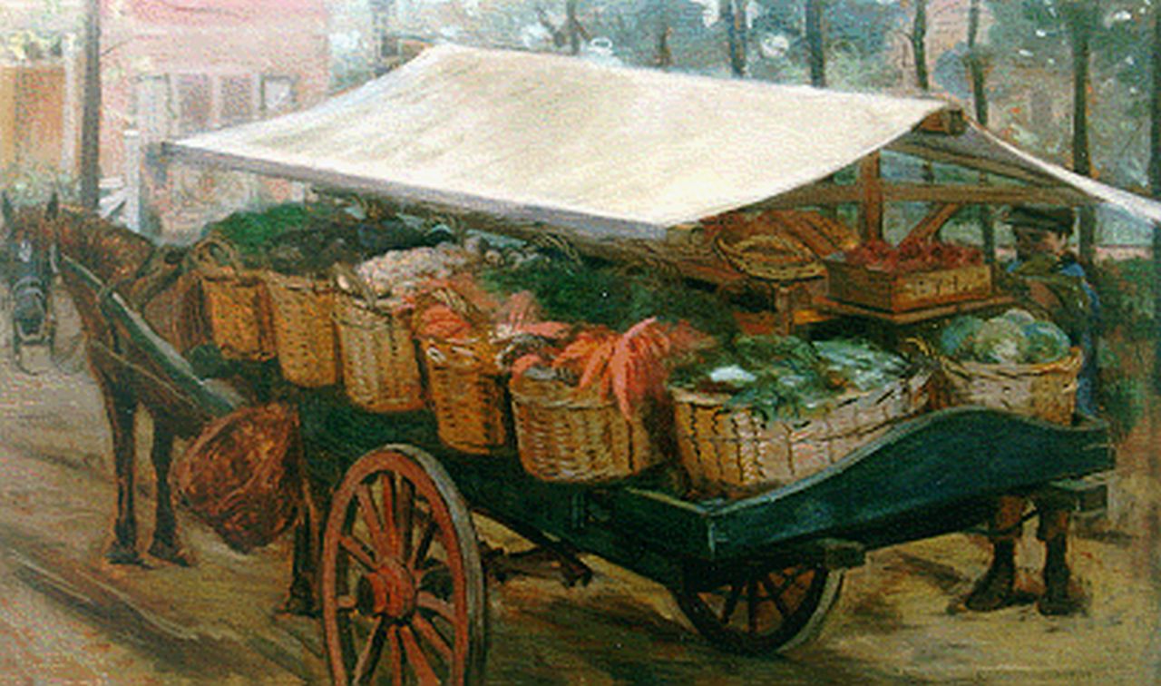 Brender à Brandis G.A.  | Geraldo Abraham Brender à Brandis, Selling vegetables, Öl auf Leinwand 80,4 x 135,5 cm, signed l.r.