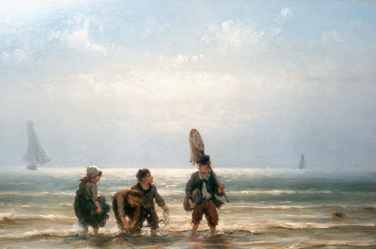 Koekkoek J.H.B.  | Johannes Hermanus Barend 'Jan H.B.' Koekkoek, Children in the surf, Öl auf Holz 24,8 x 37,3 cm, signed l.r.
