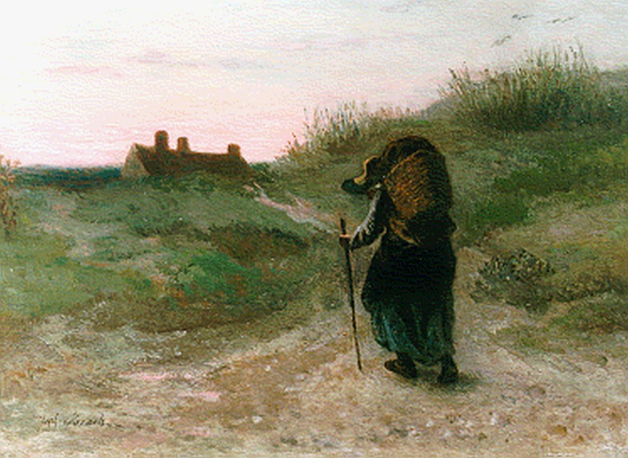 Israëls J.  | Jozef Israëls, Homeward bound, Öl auf Holz 27,8 x 36,4 cm, signed l.l. und painted circa 1865-1870