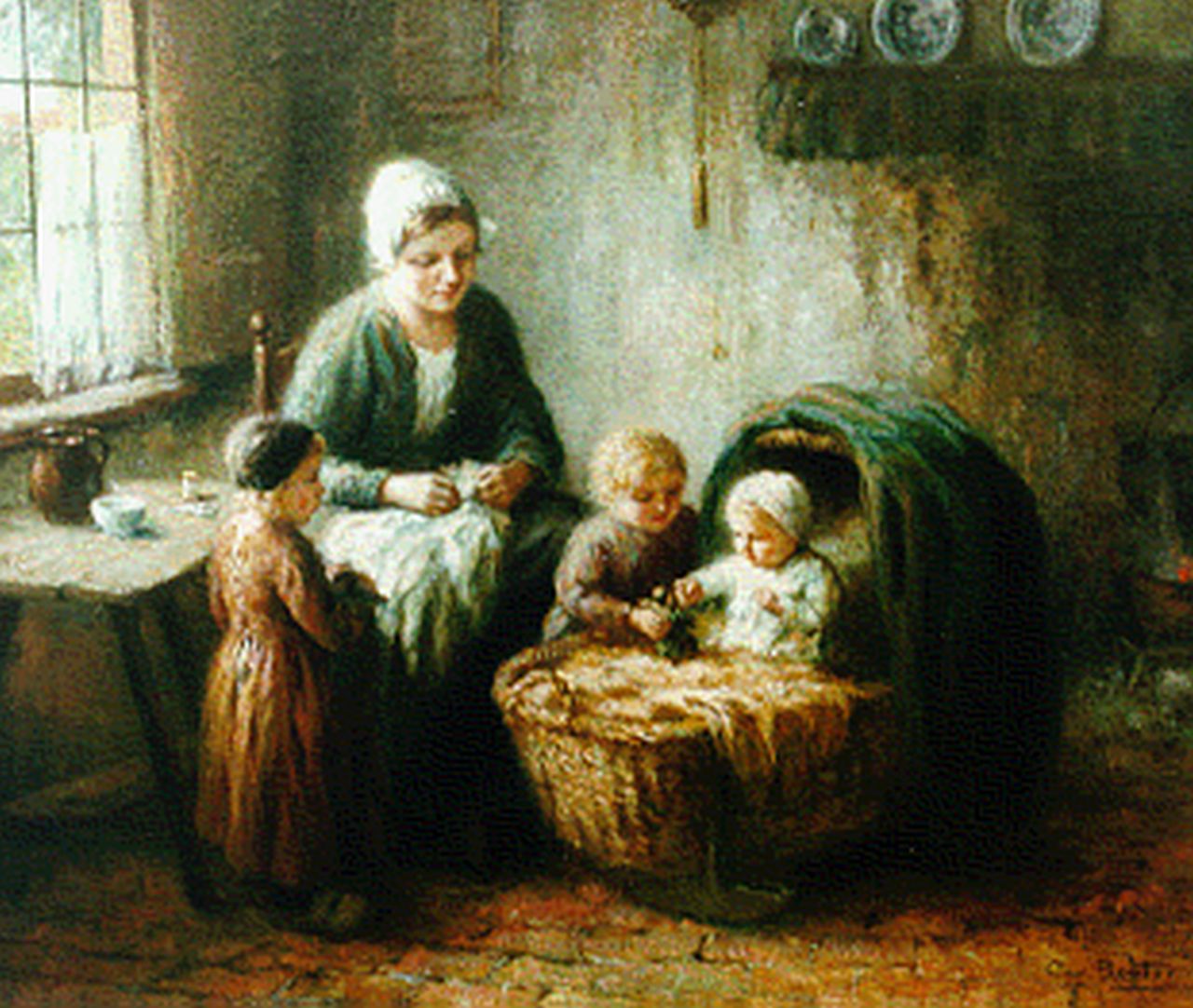 Bouter C.W.  | Cornelis Wouter 'Cor' Bouter, The new baby, Öl auf Leinwand 63,5 x 76,3 cm, signed l.r.