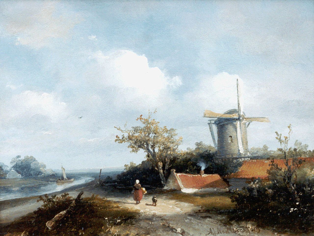 Madlener A.J.  | Antonius Josephus Madlener, A river landscape, Öl auf Holz 20,6 x 26,7 cm, signed c.r. und dated '59