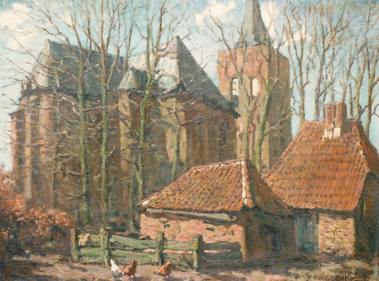 Koning A.H.  | 'Arnold' Hendrik Koning, A view of the 'Oude Kerk', Ede, Öl auf Leinwand 49,7 x 65,5 cm, signed l.r.